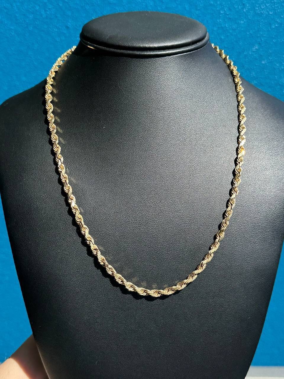 14k yellow gold solid rope chain 21inch