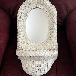Wicker Shelf Mirror 