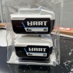 (2 pack) HART 2-Pack 20 Volts 4.0Ah Lithium-lon Batteries (Charger Not Included)