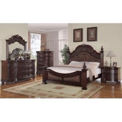 Cherry Oak Wood Bedroom Set 