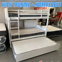 NEW TWIN TWIN BUNKBED WITH TRUNDLE + MATTRESSES