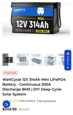 Brandnew WattCycle 12V 314Ah Mini LiFePO4 Battery 100% Good In Factory Sealed Box