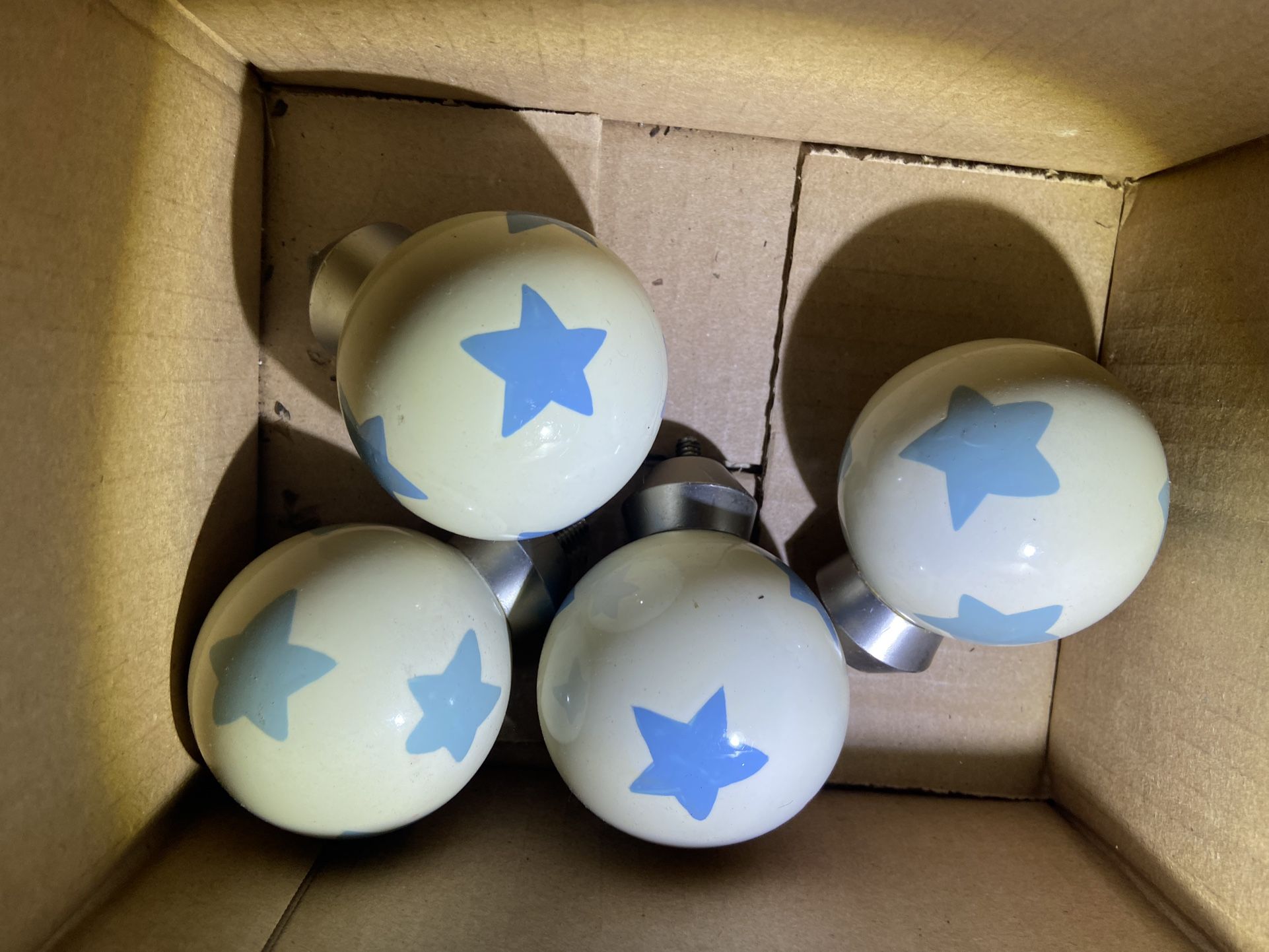 4 Kids Room Dresser Blue Star Round Ball Knobs Wooden Display Art