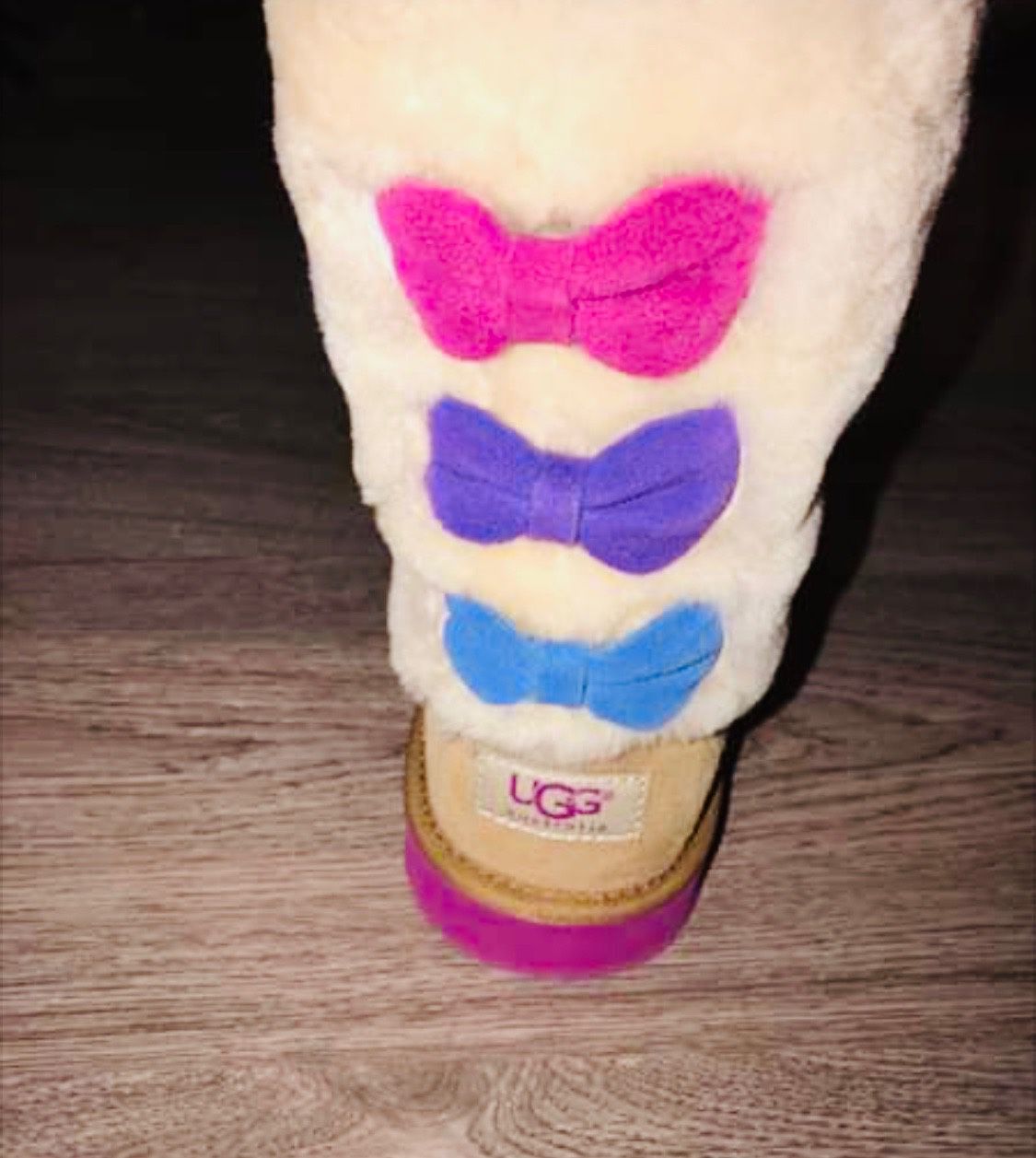 Brown Ugg boots with colorful bows for sale!!