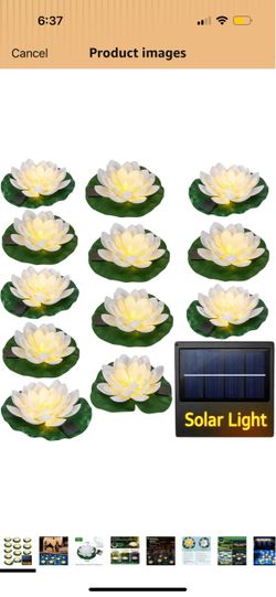 12 pcs floating lotus flowers solar pool lights