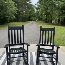 Two Black Wood Frame Rocking Chairs - 1/$85 or 2/$150