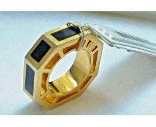 TORY BURCH Gold/Black Cocktail Ring Size 5 New