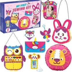 Brand New Sewing Kit for Kids Arts and Crafts Kids Sewing Kits, 8 Easy DIY Projects of Stuffed Animal Dolls Plush Pillow Craft Toys for Girls, Girl Bi
