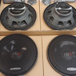 POWERBASS 2 PAIRS  6.5 INCH 210 WATTS HIGH OUTPUT  COMPONENT SET WITH CROSSOVER CAR SPEAKER ( BRAND NEW PRICE IS LOWEST INSTALL NOT AVAILABLE )