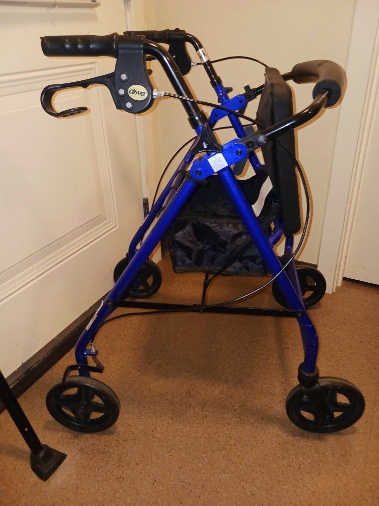 Drive Medical Walker Cobalt Blue Very Nice Extra Rigid Construction On This One! Professionally Assembled Great Color Under Seat Storage And More
