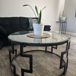 Glass Coffee Table With Metal Frame