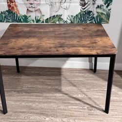 LTTROMAT Rectangle Wooden Dining Table Set for 4 with PU Leather Chairs, Modern Kitchen Table Set, Brown