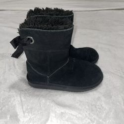 Koolaburra By UGG Victoria Tall Black Soft Suede Fur Girls Boot Size 13 Bows
