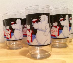 Vintage 1995 Set of 6 COCA-COLA POLAR BEAR GLASSES