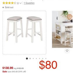 Aero Counter Stool (Set of 2) - White - Safavieh