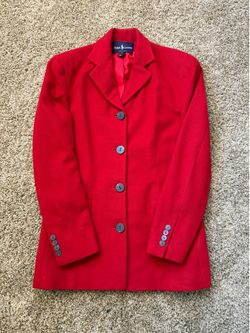 Vintage Ralph Lauren Made In USA 100% Cashmere Blazer Jacket Womens Size 6 Red