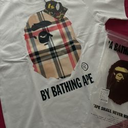 BAPE x Burberry white t-shirt #burberry #collab