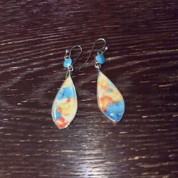 Beautiful Turquoise Mixed Colored Pierced Earrings 
