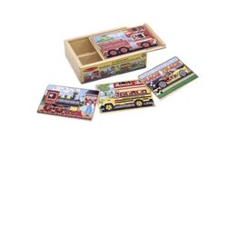 Melissa & Doug Vehicles 4-In-1 Wooden Jigsaw Puzzles in a Storage Box (48 Pcs)