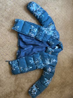 Teal Floral Puffer Jacket size M