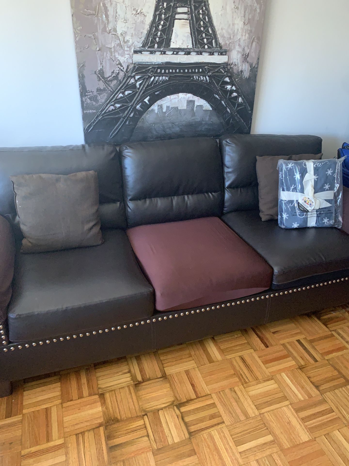 2 Piece Brown Leather Sofa