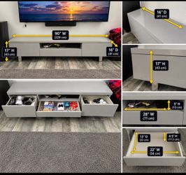 Modern Gray TV Console / Entertainment Center with Storage