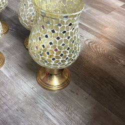 Brass And Glass Candle Holders 