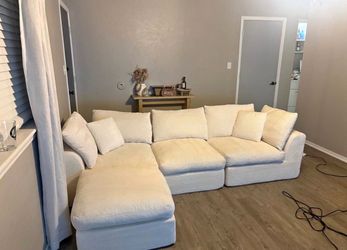 Like New 110" Cloud Sectional Sofa - Beige Modular Couch