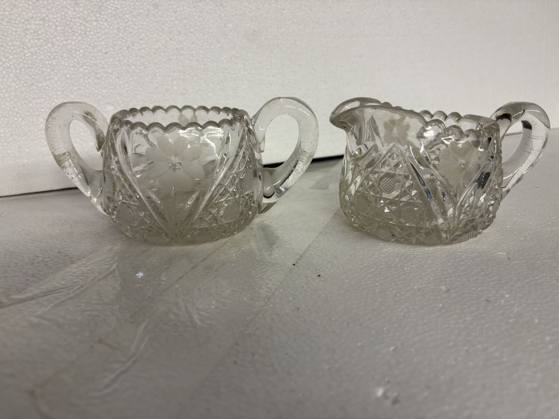 Vintage Cut Glass  SugarAnd Creamer Set