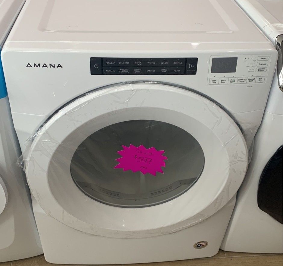 Amana 7.4-cu ft Reversible Side Swing Door Stackable Dryer (White) ENERGY STAR
