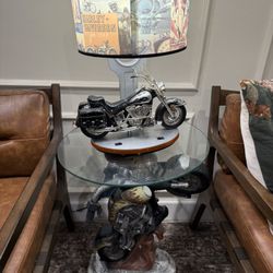 Harley Davidson Lamp with Motorcycle Table 