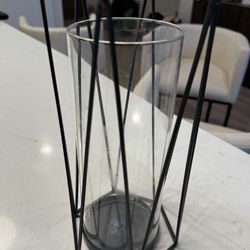 Metal Framed Hurricane Glass Decor 