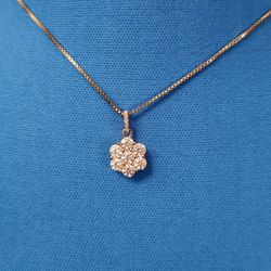 Moissanite Flower Pendant