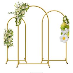 Metal Arch Backdrop Stand, Set of 3 (6/6.6/7.2 ft) Wedding Arched Frame with 12 Ground Nails, Stable Arched Background