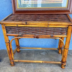 Small Bamboo & Wicker Accent Table 