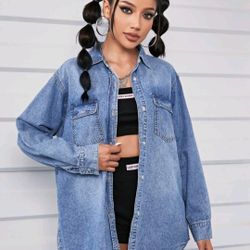 Oversized Denim Button-up Jacket 