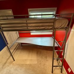Mattress and Loft Bed w/ Desk 