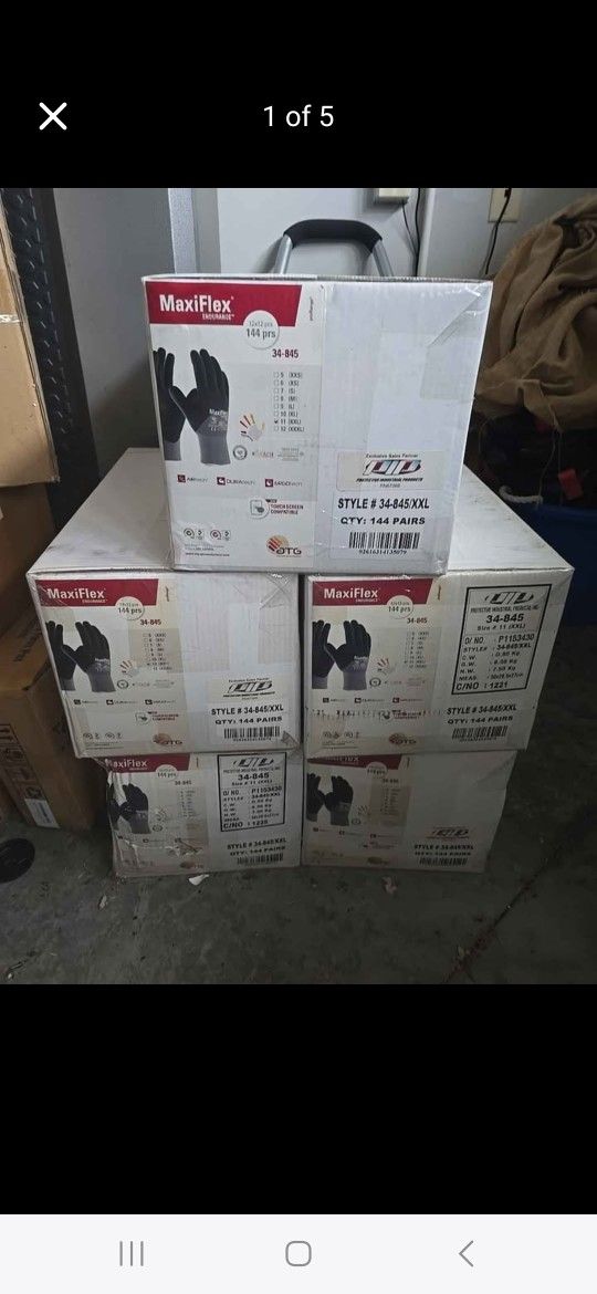 6 CASES -  MAXIFLEX ENDURANCE 34-845 XXL GLOVES (EACH CASE HAS 144 PAIRS) BRAND NEW SEALED.