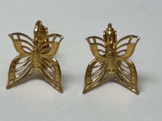 Vintage Gold-Tone Openwork Butterfly Clip-On Earrings