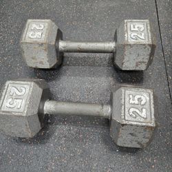 25lb hex barbell pair