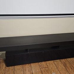 71" Modern Low-Profile TV Stand - Black with Smoked Glass