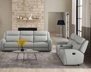 Top Grain Leather Recliner Sofa And Loveseat With Console Brand New 
