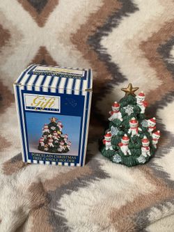 Vtg Gift Collection 5" Porcelain Christmas Tree Candle Holder