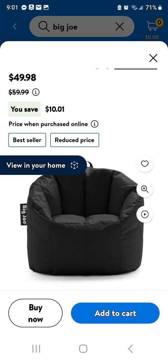 NEW Big Joe Bean Bag Chair With NEW Refill Beans