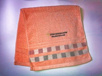 Checkered Fashion Soft  Cotton Embroidery Bath Towel 28 * 13 inchesI ( Orange )