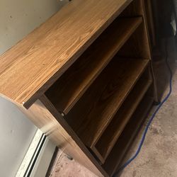 Solid Wood Shelf With Pull Out Shelfs And Wheels, With Side Dresser Both For Only $20!!! 