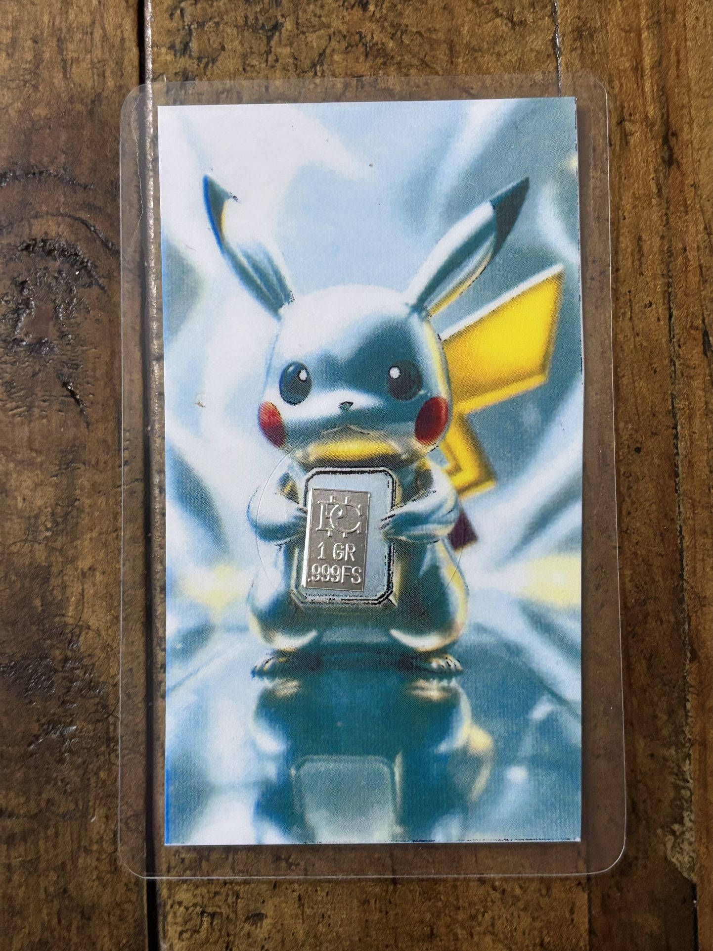 1 Grain Of .999 Silver On Pikachu Art Card