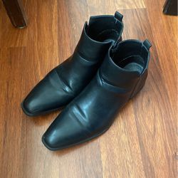 Black Leather Chelsea Zipper Boots