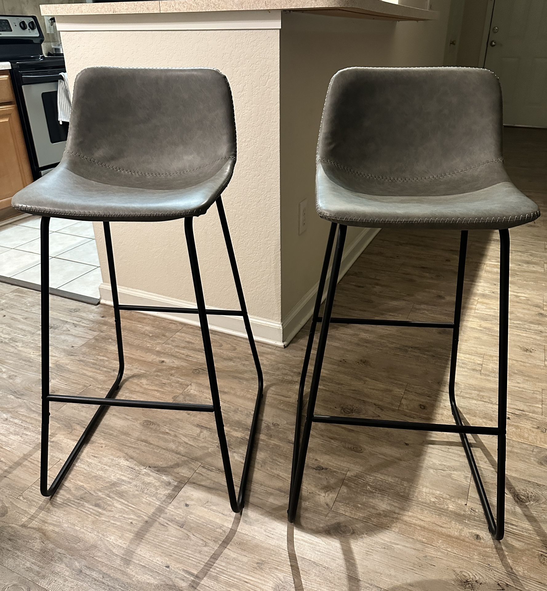 LUE BONA Bar Stools Set of 2, 30" ALX Faux Leather Barstools