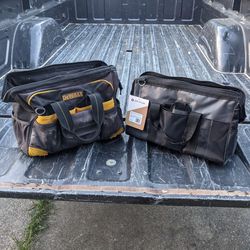 Set of 2 _ DeWalt (16", 33 Pockets) + NEW Swiss Military (16", 19 Pockets) _ Tradesman Construction Tool Bags Carpentry Tote Box [Tools NOT Included]